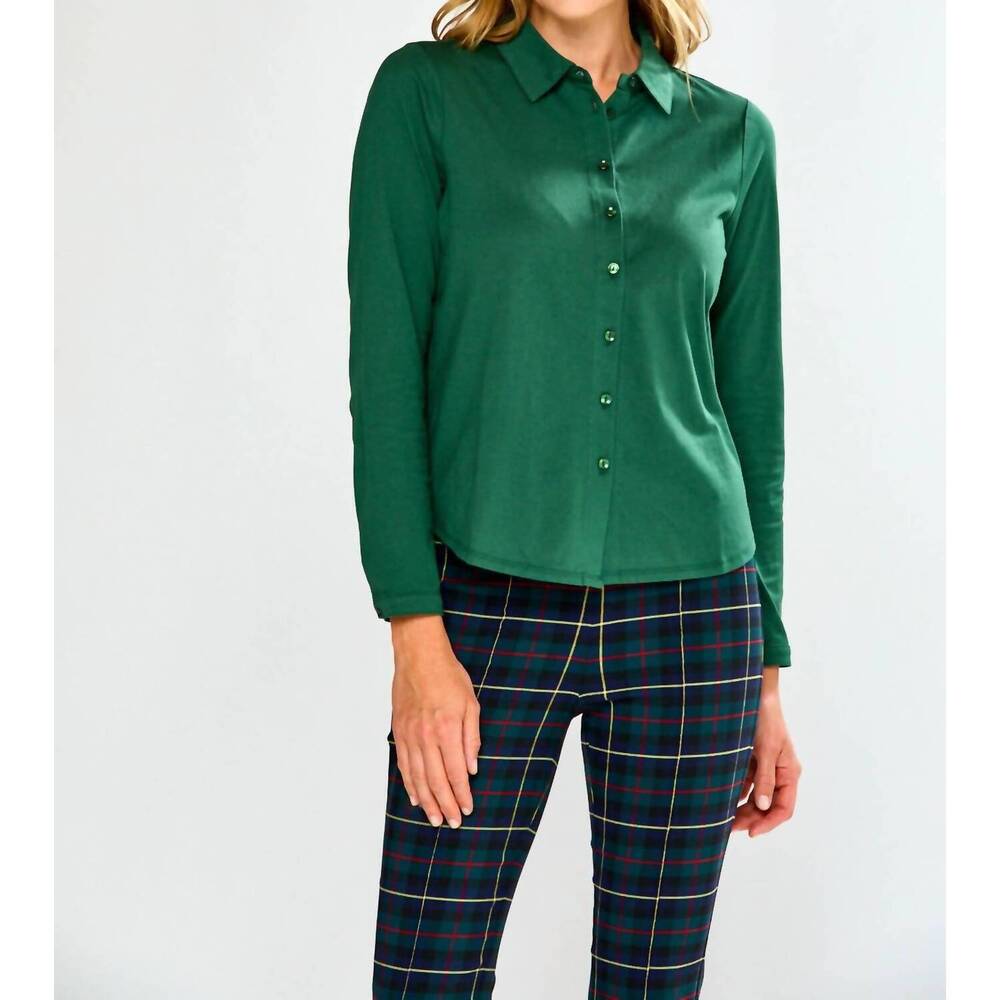 NEW INCASHMERE long sleeve cotton knit shirt in evergreen